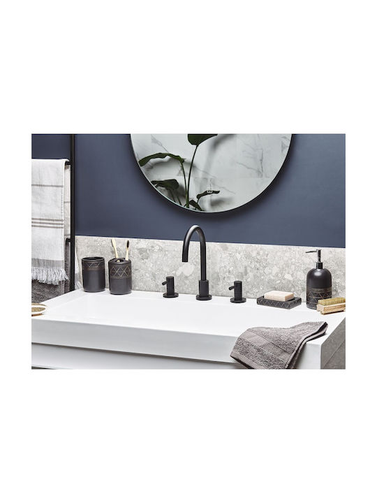 Beliani Ceramic Bathroom Accessory Set Black 5pcs