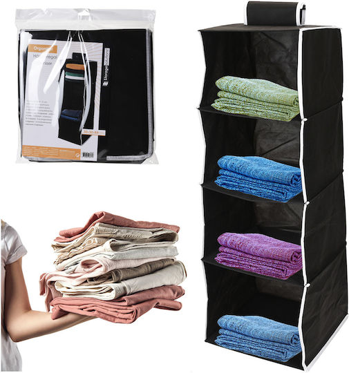 Hanging Fabric Clothes Storage Case Black 30x84x30cm