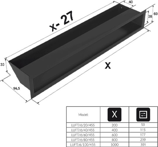 Kratki Kaminluftklappe Inox