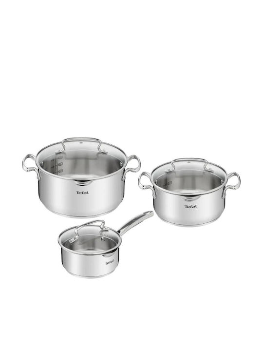 Tefal Duetto+ Cookware Set of Stainless Steel with Non-stick Coating 6pcs