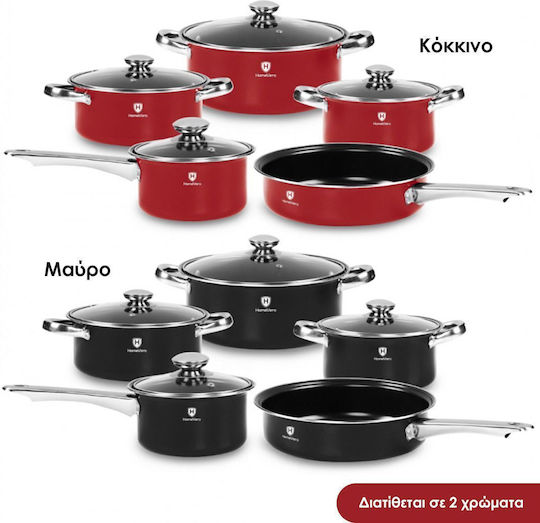HomeVero Комплект съдове за готвене от Алуминий Black 9бр