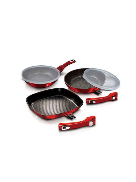 Berlinger Haus Pans Set of Aluminum with Stone Coating Burgundy Collection 5pcs