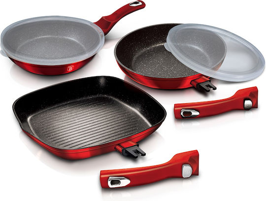 Berlinger Haus Set De Tigăi Din Aluminiu Burgundy Collection Cu Acoperire Interioară Din Piatră 3 Bucăți
