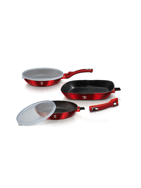 Berlinger Haus Pans Set of Aluminum with Stone Coating Burgundy Collection 5pcs
