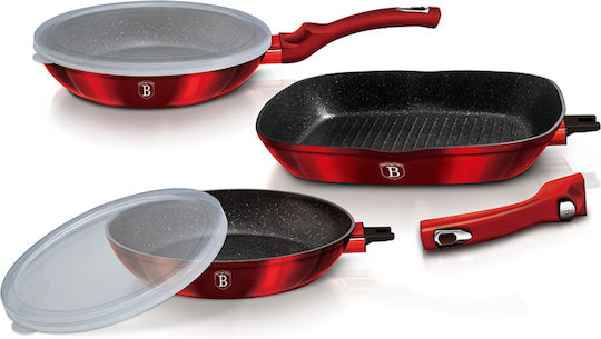 Berlinger Haus Set De Tigăi Din Aluminiu Burgundy Collection Cu Acoperire Interioară Din Piatră 3 Bucăți