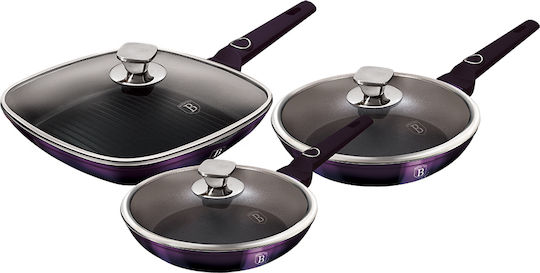 Berlinger Haus Set De Tigăi Din Aluminiu Purple Eclipse Collection Cu Acoperire Interioară Antiaderent 3 Buc