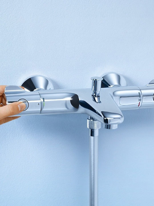 Grohe Grohtherm 800 Αναμεικτική Μπαταρία Μπανιέρας Θερμοστατική Ασημί