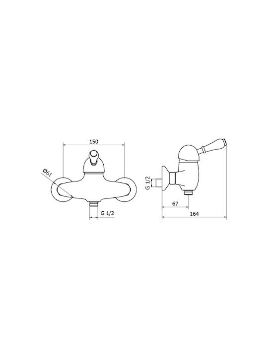 Teorema Tiffany Mixing Retro Bathtub Shower Faucet Complete Set Bronze