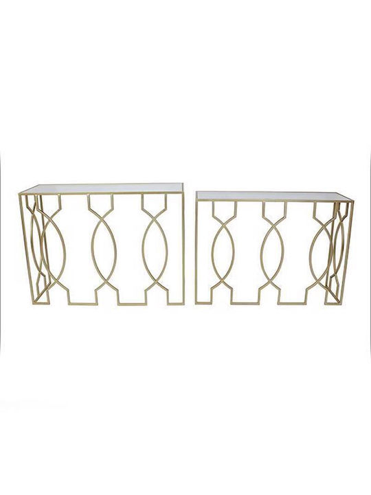 Consolă Metalică cu Suprafață din Sticlă Golden L106.5xL35.5xH79buc