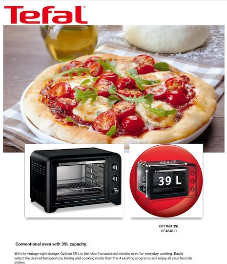 Tefal Electric Countertop Oven 39lt with Hot Air Function and No Burners