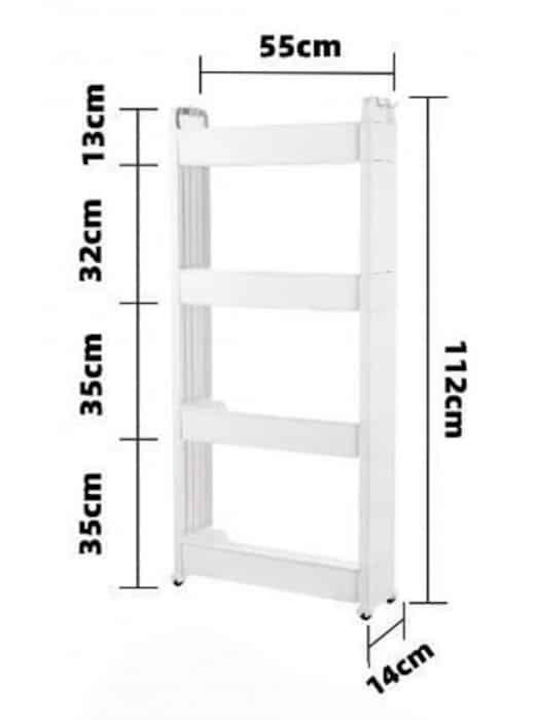 ForHome Kitchen Cart Plastic 4 Tiers White 55x14x112cm