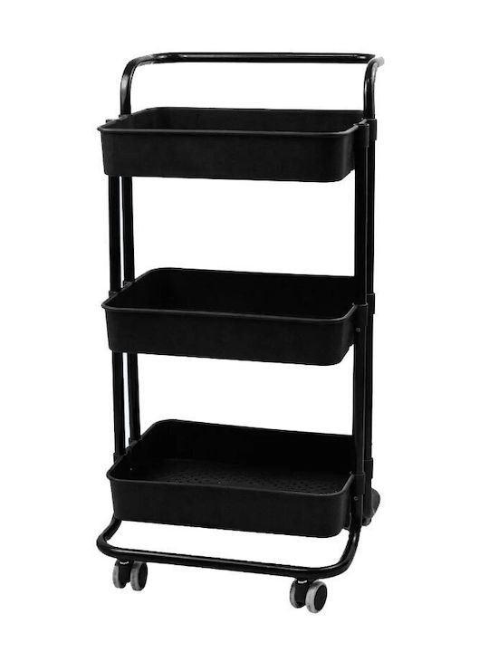 Sidirela Kitchen Trolley Metallic Black 3 Slots 42x39x86cm