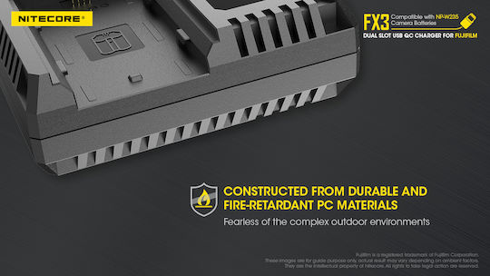 NiteCore Διπλός Φορτιστής Μπαταρίας FX3 Συμβατός με Fujifilm
