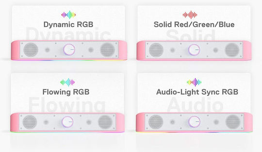Redragon GS560P Adiemus Ηχείο Υπολογιστή με RGB Φωτισμό και Ισχύ 3W σε Ροζ Χρώμα