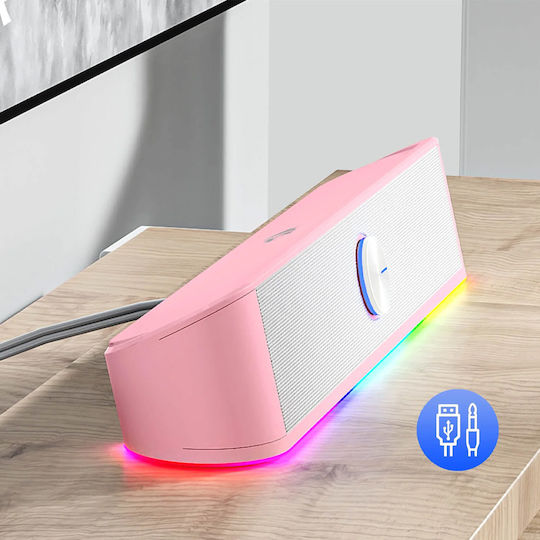 Redragon GS560P Adiemus Ηχείο Υπολογιστή με RGB Φωτισμό και Ισχύ 3W σε Ροζ Χρώμα