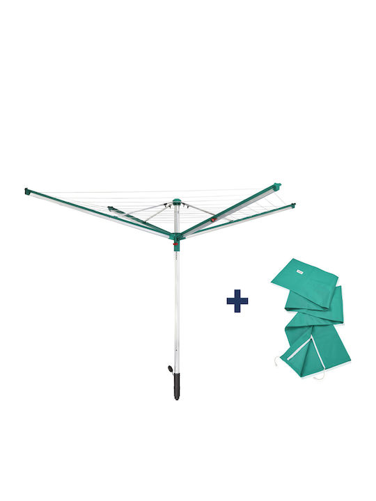 Leifheit Linomatic 500 Deluxe Metallic Folding Floor Clothes Drying Rack with Hanging Length 50m