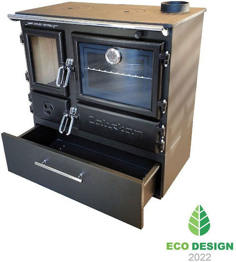 Caliskan 214 With Storage Drawer Steel Wood Stove with Oven 6.4kW Gray