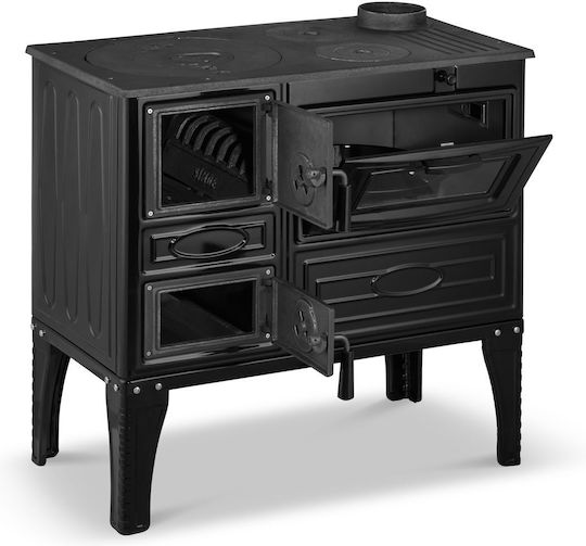 Simge 304 Cast Iron Wood Stove with Oven 9.5kW Black