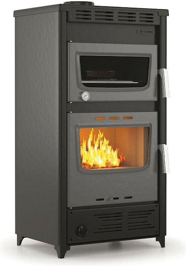 Thermiki ATS Masina Aero 90-30 Steel Wood Stove Air Ηeater with Oven 18kW Black
