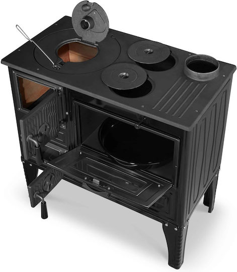 Simge 304 Cast Iron Wood Stove with Oven 9.5kW Black