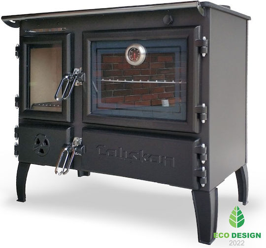 Caliskan 214 With Storage Drawer Steel Wood Stove with Oven 6.4kW Gray