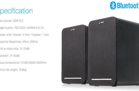 Fenda Αυτοενισχυόμενα Ηχεία με Bluetooth 60W (Ζεύγος) Μαύρα