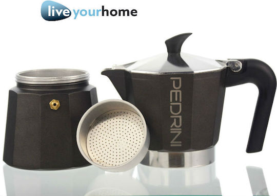 Pedrini 9111-8 Stovetop Espresso Pot for 1Cups Black