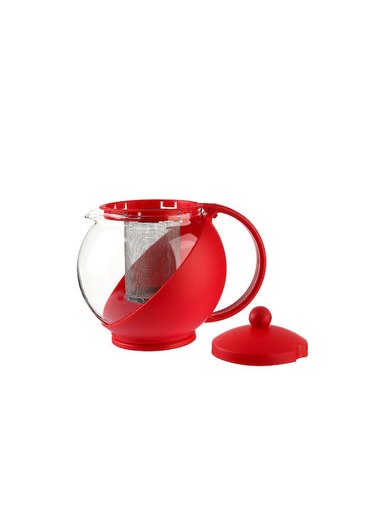 Marva Τσαγιέρα με Φίλτρο Γυάλινη Κόκκινη 1250ml