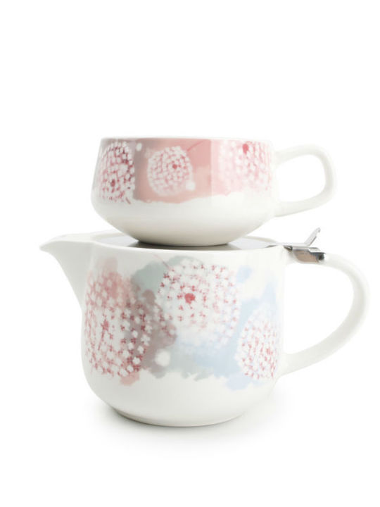 Salt & Pepper Lilia Τσαγιέρα με Κούπα και Φίλτρο Πορσελάνης Ροζ 260ml