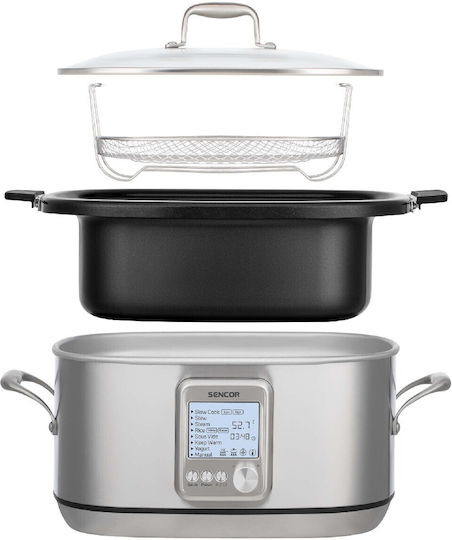 Sencor Slow Cooker 1250W cu Memorie Internă 6lt Argintiu