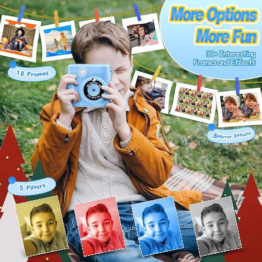 Lamtech Kid Instant Παιδική Φωτογραφική Μηχανή 2MP με Θερμική Εκτύπωση Γαλάζια
