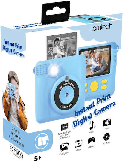 Lamtech Kid Instant Παιδική Φωτογραφική Μηχανή 2MP με Θερμική Εκτύπωση Γαλάζια