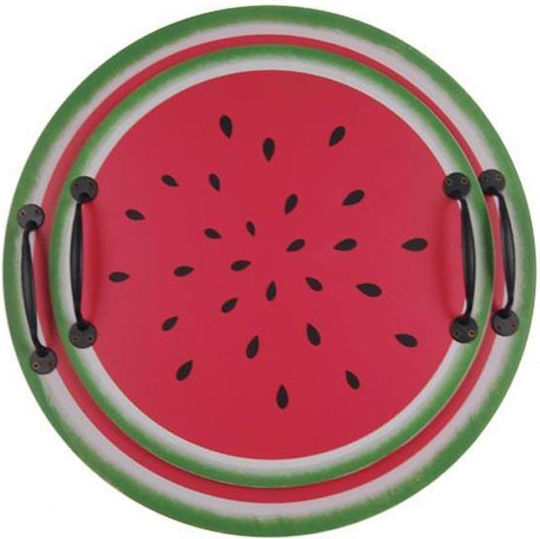 Next Set Watermelon Пластмасов Кръгъл Поднос за сервиране с Дръжки в Червен Цвят 35117------2 2бр