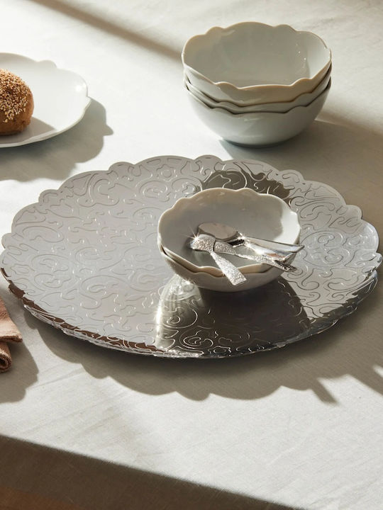Alessi Dressed Mirror Неръждаем Кръгъл Поднос за сервиране в Сребрист Цвят MW07 1бр