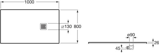 Roca Ορθογώνια Ντουζιέρα Τεχνητής Πέτρας 80x100cm Λευκή
