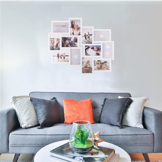 Multi Wandmontage 12 Bilder Kunststoff mit Weißem Rahmen