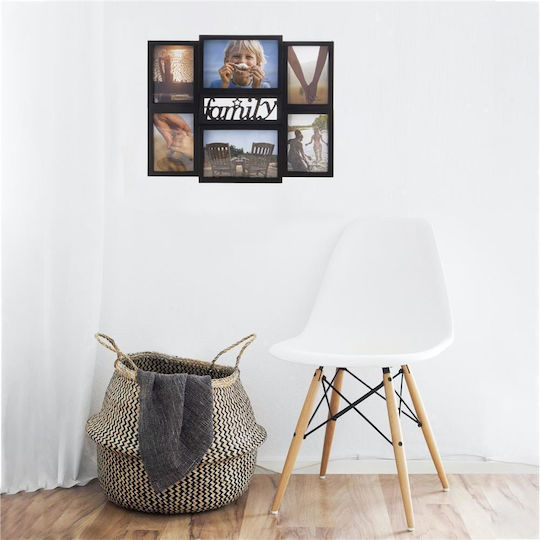 Rama Foto Multi De Perete 6 Locuri Din Plastic Cu Ramă Neagră