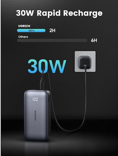 Ugreen PB502 Power Bank 10000mAh 30W with USB-A Port and USB-C Port Power Delivery / Quick Charge 3.0 Gray