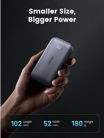 Ugreen PB502 Power Bank 10000mAh 30W with USB-A Port and USB-C Port Power Delivery / Quick Charge 3.0 Gray