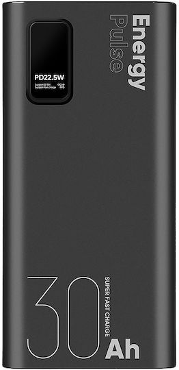 Obal:Me EnergyPulse Power Bank 30000mAh 22.5W με 2 Θύρες USB-A και Θύρα USB-C Power Delivery Μαύρο