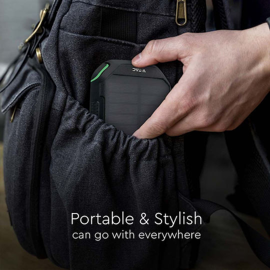 V-TAC Solar Power Bank 30000mAh 10W with USB-A Port and USB-C Port Black