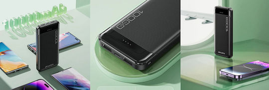 Awei P37K Power Bank 10000mAh with 2 USB-A Ports and USB-C Port Black