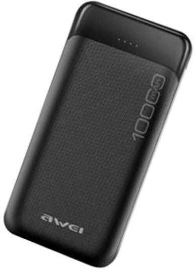 Awei P37K Power Bank 10000mAh with 2 USB-A Ports and USB-C Port Black