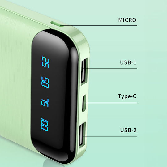 WK WP-163 Power Bank 20000mAh με 2 Θύρες USB-A Λευκό