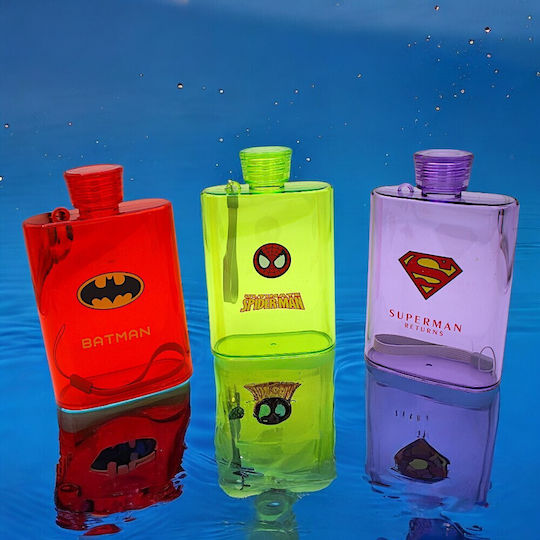 Kids Water Bottle Spiderman Plastic with Screw Cap Non Spill Red 430ml