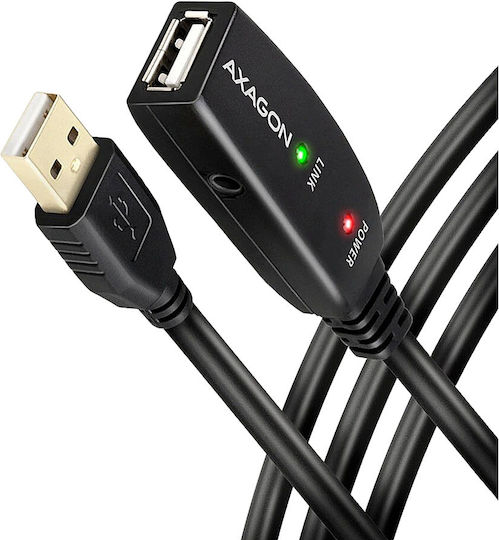Axagon USB 2.0 Kabel USB-A-Stecker - USB-A-Buchse Schwarz 15m