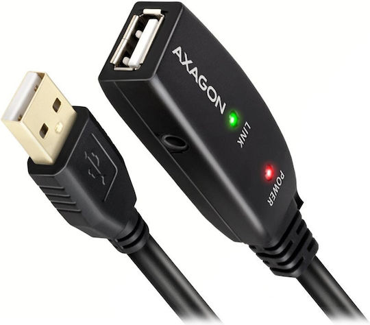 Axagon USB 2.0 Cablu USB-A - USB-A female Negru 10m ADR-210