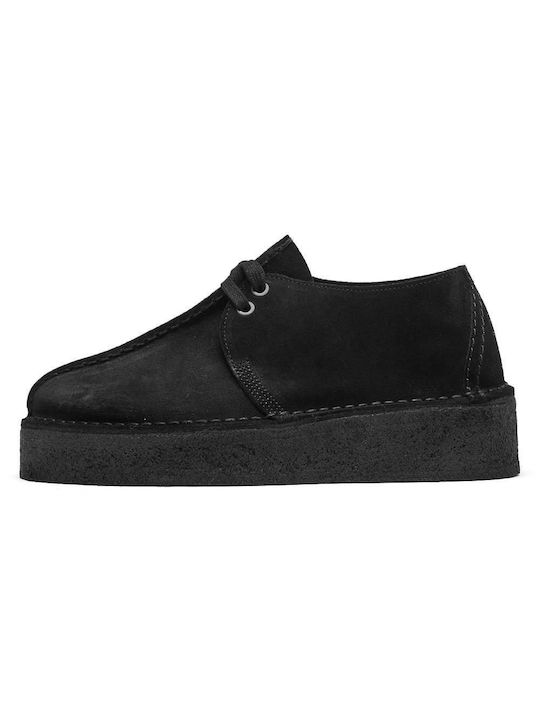 Clarks Women's Suede Oxford Shoes Black Velvet-Black Metal