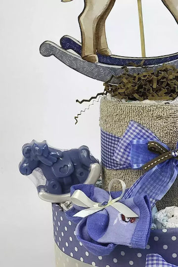 Dama Koupa Χειροποίητο Diaper Cake από Ξύλο για Αγόρι Aλογάκι