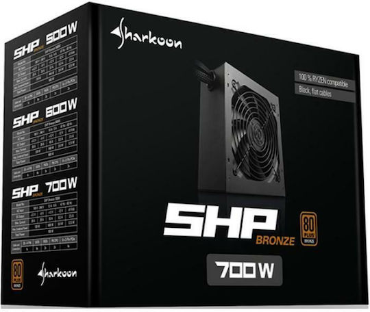 Sharkoon SHP 700W Black Computer Power Supply Full Wired 80 Plus Bronze